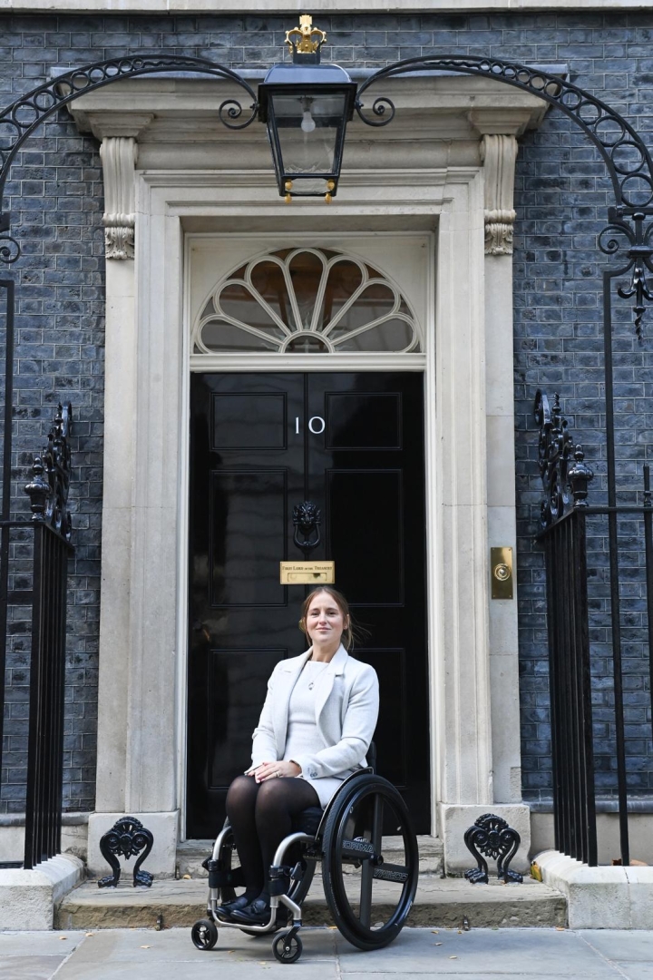 Dani Watts outside no 10 Downing Street