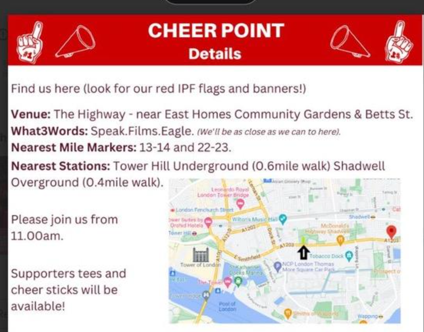 IPF London Marathon cheer point